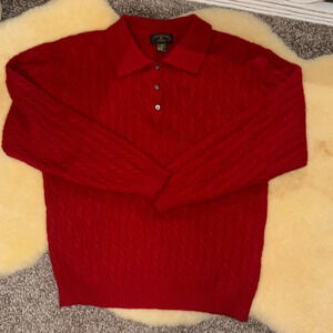 Charter club classic vintage lambswool angora rabbit polo cable knit sweater